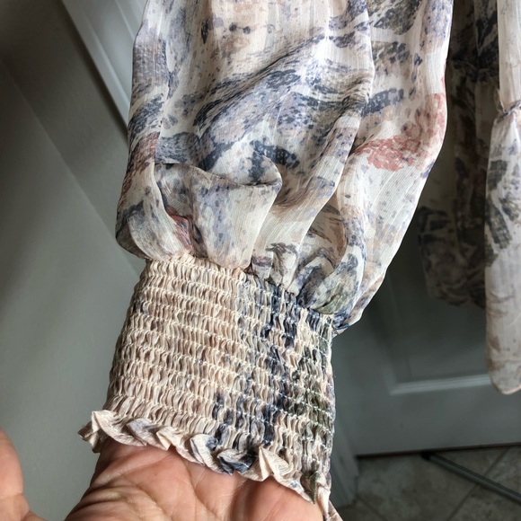 Olivaceous Snakeskin Print Long Sleeve Smoked Tiered Lined Swing Mini Dress M - Picture 4 of 16